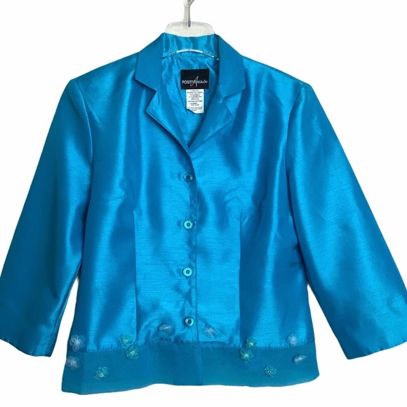 POSITIVE ATTITUDE 1Pc. Blue Floral Embellishments. - Picture 7 of 7